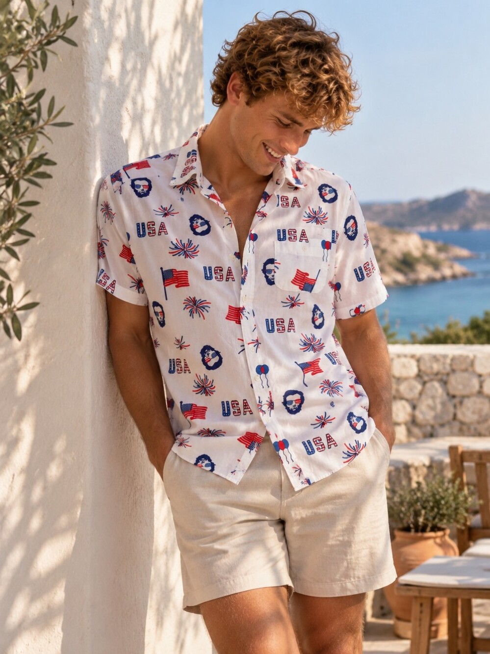 Mad Engine USA Patriotic Shirt Men’s M Abraham Lincoln Fireworks Flag CC